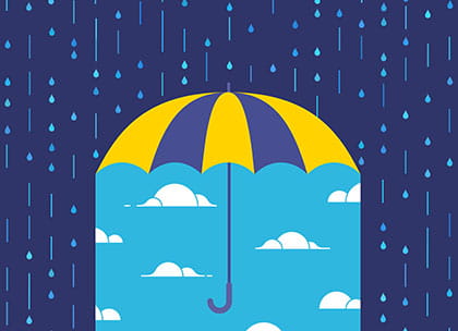 Graphic of umbrella sheltering sunshine from rain